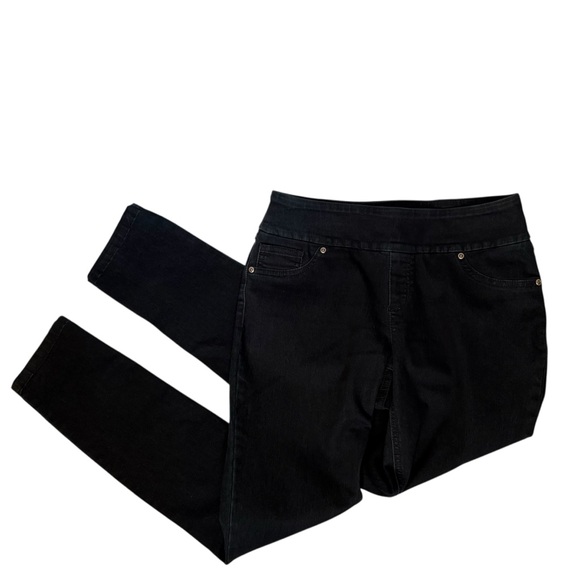 UP! JEGGINGS BLACK DENIM JEANS LEGGINGS SKINNY PULL ON STRETCH SIZE 6 - Picture 1 of 10